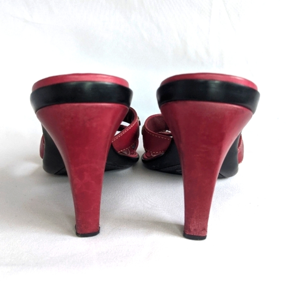 TOD'S Red Leather Strappy Sandal Heel - Picture 8 of 11